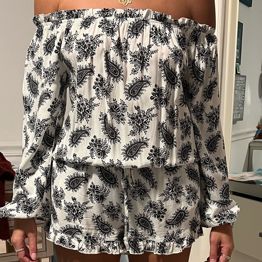 Muche & Muchette Black and White Patterned Romper